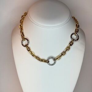 Gold and Silver Chunky Chain Link Necklace Mixed Metals